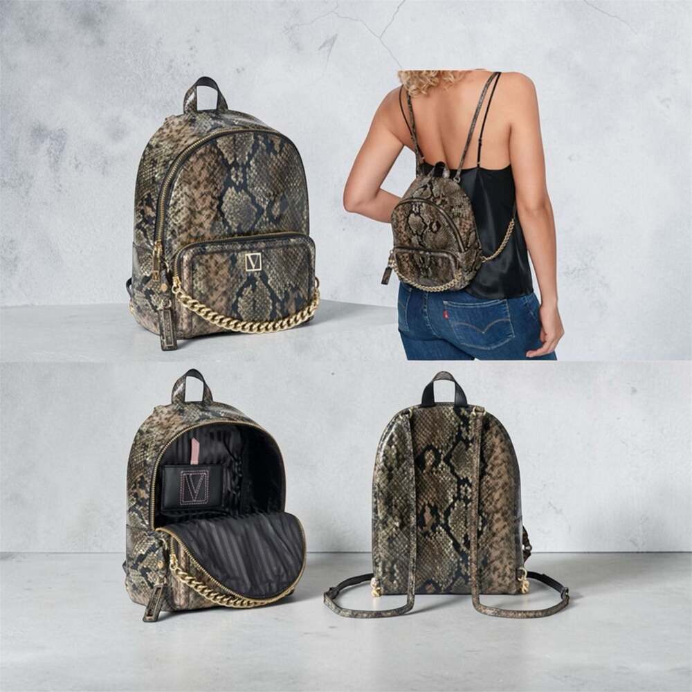 Victoria's Secret The Victoria Small Backpack in Natural Python Snakeskin Print